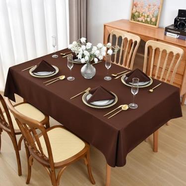 Imagem de Viiamacki Toalha de mesa retangular marrom, 91 x 139 cm, resistente a manchas e vincos, lavável na máquina, capa de mesa de café de tecido para jantar, festa de buffet e uso ao ar livre