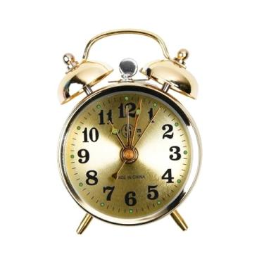 Imagem de ZzleoyuUUs-12 Despertador doméstico mecânico dourado despertador manual de corda vintage relógio de metal bonito grande despertador com toque alto