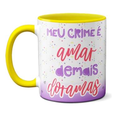 Imagem de Caneca Meu Erro É Amar Demais Doramas Fã Dorameira Fofa (Amarela)