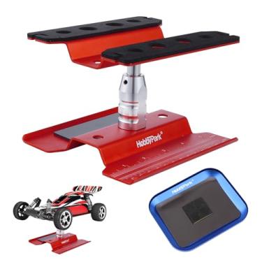 Imagem de HobbyPark Aluminum RC Car Work Stand Workstation Lift Or Lower with Screw Tray Repair Tools for 1/10 1/12 1/16 Car Truck Off Road Buggy Touring Drift