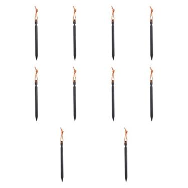 Imagem de IEUDNS 10 peças de estacas para barraca de praia, estacas de metal resistentes de alumínio para chão, para coberturas, toldos de praia e quintal, lona, Preto