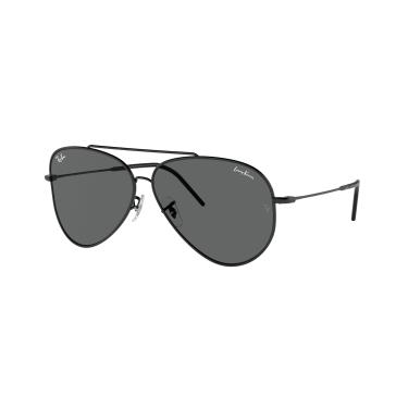 Imagem de Óculos de Sol Ray-Ban Aviator Reverse 0RBR0101S 002/GR Tam 59 / Preto - Lentes Cinza Escuro