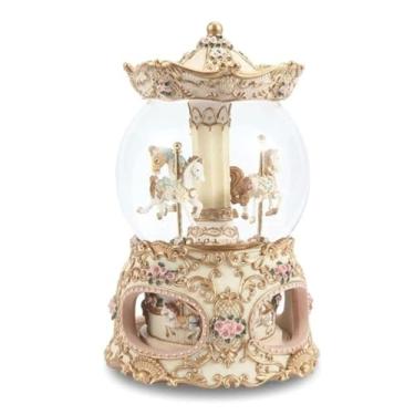 Imagem de Caixa musical com luzes de carrossel criativas, bola de cristal, caixa de música, aniversário, Natal, presente de aniversário para esposa, filha, namorada, menina