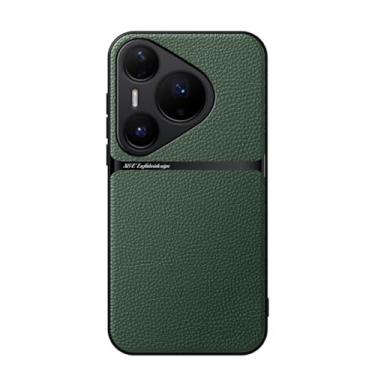 Imagem de Kepuch Capa para Huawei Pura 80 Pro - Litchi Grano Case Placa de Metal Embutida - Verde