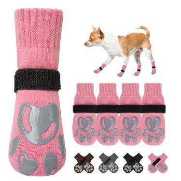 Imagem de BEAUTYZOO Meias para cães para evitar lamber patas - botas de cachorro e protetores de patas com garras em pisos de madeira, sapatos para cães para pavimento quente/frio pequenas, médias grandes