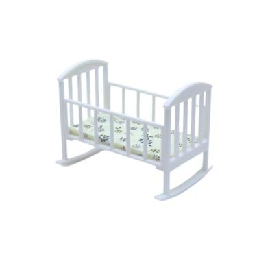 Imagem de Dynwave Berço de bebê em miniatura para casa de bonecas, acessórios para quarto, modelo de brinquedo, mini cama de bebê, cenário artesanal, decoração para, Branco