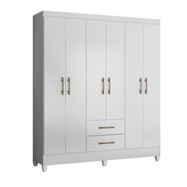 Imagem de Guarda Roupa Roupeiro Panamá 6 Portas 2 Gavetas Produzido em Material Mdp Moval - Branco