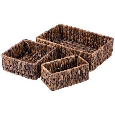 Imagem de Cestos de armazenamento de vime FairyHaus, pacote com 3 unidades, Brow