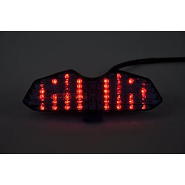 Imagem de Topzone Lighting Lanterna traseira de LED para motocicleta com lentes fumadas, luz traseira de freio com indicadores de luz de seta integrados para Yamaha 03-05 R6 06-09 R6S