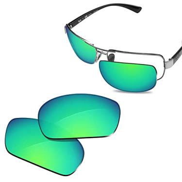 Imagem de Glintbay Lentes de óculos de sol de substituição 100% precisas para RayBan RB3379-64 - Espelhado verde polarizado