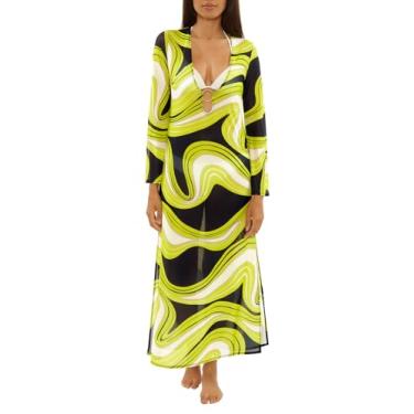 Imagem de Trina Turk Vestido feminino Fontaine de malha maxi anel, gola V, casual, saída de praia para mulheres, Serena, G