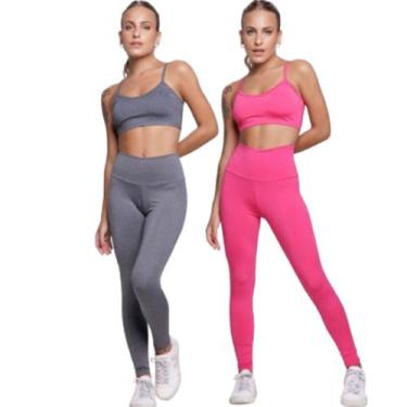 Imagem de KIT 2 Conjunto Top Alça Fina e Calça Suplex WLS Modas Roupa Para Acade