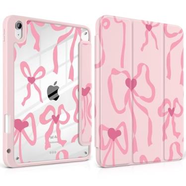 Imagem de MEEgoodo Capa para iPad Air 11 polegadas M3 2025 / M2 2024, para iPad Air 5ª / 4ª geração 27.7 cm 2022/2020, capa para tablet com revestimento traseiro transparente acrílico, laço de fita coquete