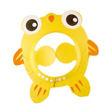 Imagem de Yunhgft Touca de Banho Infantil com Proteção Auricular para Lavar O Cabelo, Chapéu de Banho de EVA à Prova D'água para Crianças, amarelo