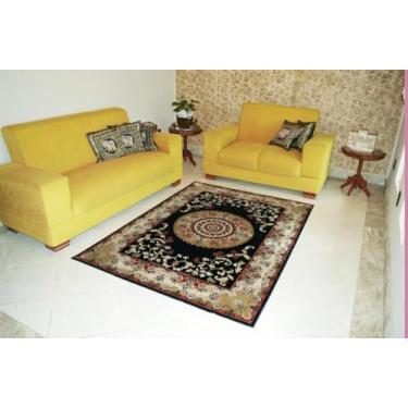 Imagem de Tapete Retangular Veludo Marbella Çagdas Preto 248x350 cm