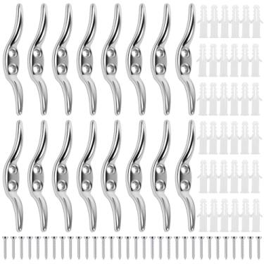 Imagem de XYDHQS Grampo de corda cego, suporte de corda cega de liga de zinco, enroladores de gancho cego com parafusos e tampa de expansão, suporte de cordão de persiana de janela para persianas de janela de