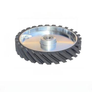 Imagem de Roda de contato de borracha ranhurada de 300x50 mm, 12 polegadas x 2 polegadas, peça de retificadora de correia balanceada dinamicamente para retificação de metal, 6204 instalado 20
