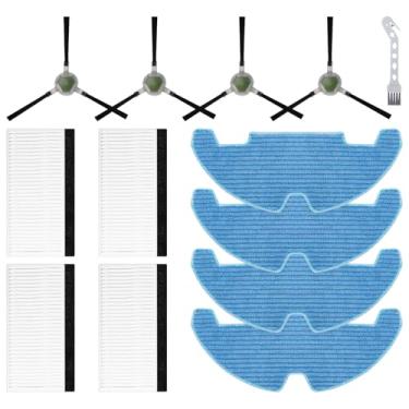 Imagem de Conjunto de acessórios para aspirador de pó robô Lefant M330Pro, peças de reposição contêm 4 filtros hepa, 4 almofadas de esfregão, 4 escovas laterais, 1 escova