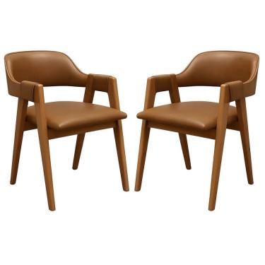 Imagem de Kit 2 Cadeiras Perola em Corino Madeira WJ Decor Cor Marrom