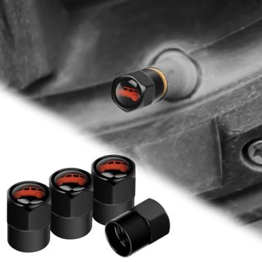 Imagem de smnuxwm Tampas de haste de válvula de pneu de liga de alumínio para acessórios Ford Bronco, à prova de poeira, resistente à água, conjunto de 4 peças, serve para válvula Schrader de 1,2 cm (vermelho)