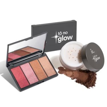Imagem de Combo Make Tô No Glow: Paleta de Maquiagem Multifuncional 14,2g + Pó Solto Translúcido Cor 5 9g