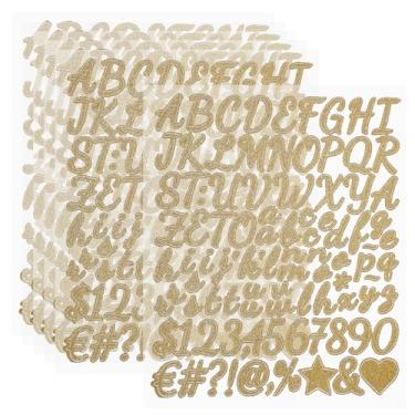 Imagem de PATIKIL 576 peças de adesivos de letras com glitter de 2,54 cm, 6 folhas de adesivos com número do alfabeto autoadesivos de vinil, adesivos à prova d'água para decoração de scrapbook, placa de caixa