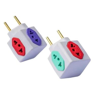 Imagem de KIT COM 2 ADAPTADORES CUBOS COLORIDO DE TOMADAS COM 4 ENTRADAS 10A E 20A, BIVOLT UNIVERSAL