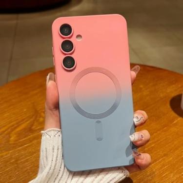 Imagem de Capa macia gradiente para Samsung Galaxy S25 Ultra A55 A56 A36 A35 S24 S23 S22 S21 S20 Plus Fe Note20 capa magnética (para Galaxy S21 Ultra 5G/rosa-cinza)