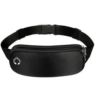 Imagem de Pochete esportiva multicamadas à prova d'água para atividades, bolsa de cintura para corrida armazenamento multicamadas(Preto)