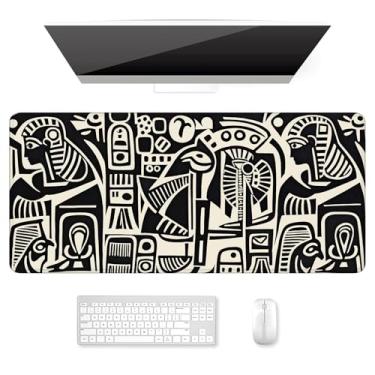 Imagem de Auhoahsil Tapete de mesa, mouse pad ultragrande, mousepad para jogos XXL, bonito tapete de mesa grande estendido tamanho completo para teclado, laptop e computador, 90 x 40 cm, padrão egípcio antigo