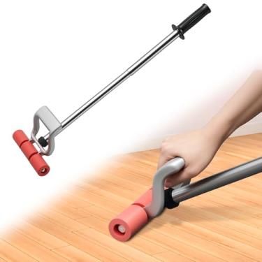 Imagem de Rolo de piso e parede para piso de vinil, rolos ajustáveis resistentes com alça extensível de 43 cm a 68 cm Rodas de nylon de borracha para linóleo, tapete, LVP, folheado e revestimento de parede