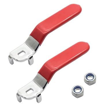 Imagem de QINGSHENG 2 peças de substituição de alavanca de válvula de esfera de ferro, para válvula de esfera de 1 polegada, espessura de 3 mm, com porca M8 (vermelho, tamanho do furo: 5 x 8 mm)