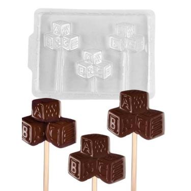 Imagem de 10 Formas Simples P/ Pirulito Chocolate Cubo Infantil Letra - San Feli