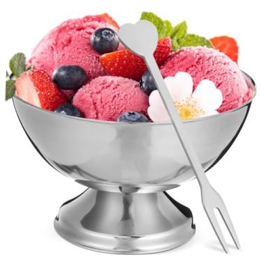 Imagem de STOBAZA 1 tigela de sobremesa de aço inoxidável, copo médio de doces para sorvete, salada, frutas, seguro para festas, decoração de casa