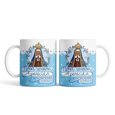 Imagem de Caneca xicara fé Nossa Senhora Aparecida padroeira 25EI (branco)