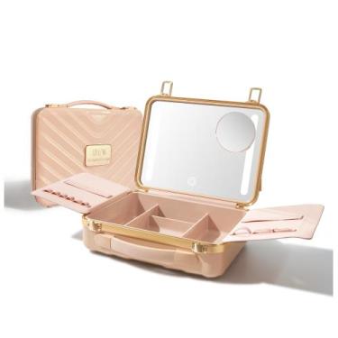 Imagem de Estojo de maquiagem ROWNYEON Light Up com espelho portátil rosa