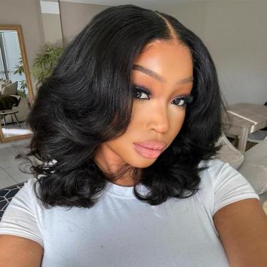 Imagem de Peruca Tinashe Bob Human Hair 14" Wear and Go 180% Body Wave