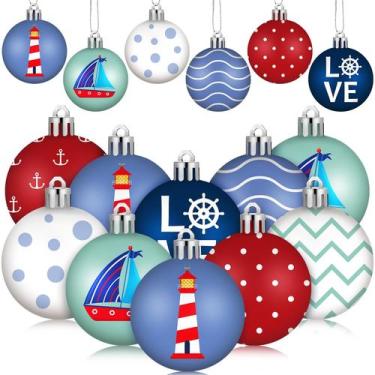 Imagem de Ornamentos pendurados HyDren, 40 peças, mini bolas náuticas de 3 cm