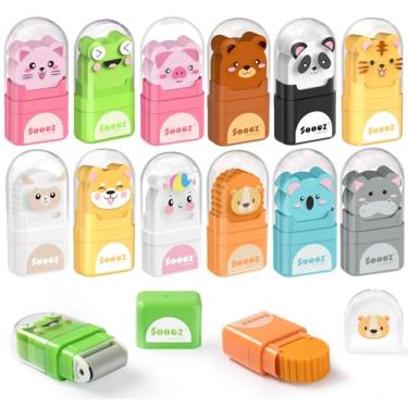 Imagem de Sooez Pacote com 12 borrachas para lápis com rolo de limpeza, borrachas fofas para crianças, borracha divertida com rolo de barbear e capa, para professores, material escolar, casa, escritório, festa