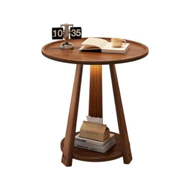 Imagem de Mesa de centro de design simples mesa lateral pequena mesa de centro de madeira maciça mesa de centro negociação varanda simples lazer pequena mesa redonda minimalista mesa lateral para sala de estar