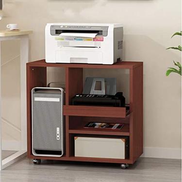 Imagem de SUNESA Suporte de impressão rack de impressora de madeira rack de armazenamento removível doméstico livros e revistas computador desktop CPU case rack de armazenamento escritório armário lateral