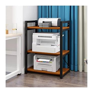 Imagem de SUNESA Suporte de impressão doméstico multicamada impressora de piso copiadora prateleira de armazenamento material de escritório rack de acabamento de mesa mesa de impressora de madeira de metal
