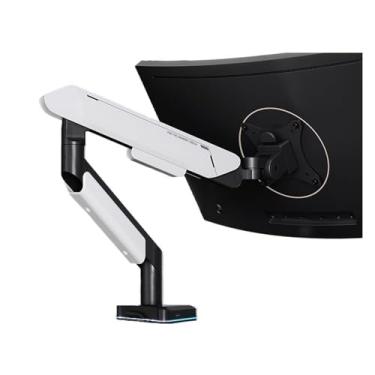 Imagem de Suporte de monitor único braço de montagem para monitor, suporta telas de 17 a 42 polegadas e 15 kg, suporte de mola a gás ajustável com 31 modos de iluminação RGB e porta USB, braçadeira C e ilhós