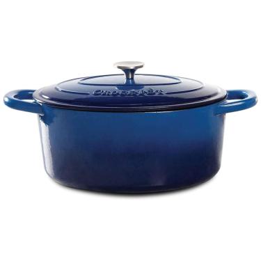 Imagem de Panela de Ferro Fundido Oval 8 Litros Forno Holandês Esmaltado e Antiaderente, CROCK POT 69149.02, Azul