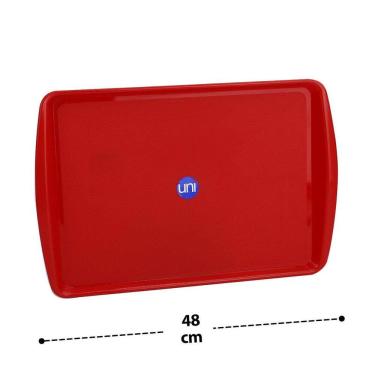 Imagem de Bandeja 33x48cm de Plástico Retangular Vermelha - Tudo em Caixa
