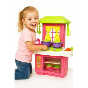 Imagem de Cozinha Infantil Brinquedo Menina Pia Fogão Acessórios - LUA DE CRISTA