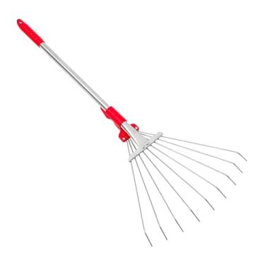 Imagem de ＡＷＨＡＯ Ancinho de Jardim em aço Inoxidável para Espalhar Solo, Ferramenta de Jardinagem, Canteiro de Flores, Cabo Ajustável Retrátil, Ancinho de Folhas de Ja