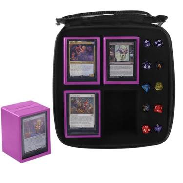 Imagem de Estojo de EVA Travel Mtg Deck com 4 caixas magnéticas ABS MTG e compartimentos de dados – Organizador de cartões colecionáveis de casca rígida. Cada caixa de baralho mtg serve para 100 caixas de manga