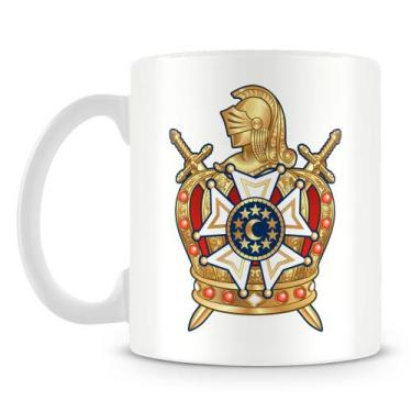Imagem de Caneca de Porcelana Ordem Demolay Branca com Alça Azul Escuro - Mod.2 