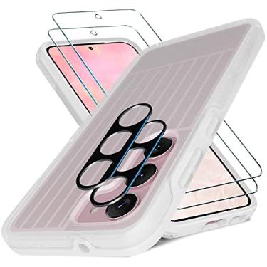 Imagem de YENAPOON Capa para Samsung Galaxy S23 Plus, [proteção contra quedas de grau militar de 3 metros], pacote com 2 [protetor de tela de vidro temperado + protetor de lente de câmera] Capa resistente à prova de choque, transparente